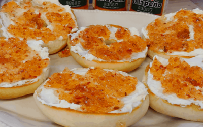 Jalapeno Bagel Smears with Rustlin’ Rob’s Strawberry Jalapeno Jam