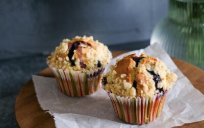 Blueberry Muffins made with Rustlin’ Rob’s Blueberry Preserves